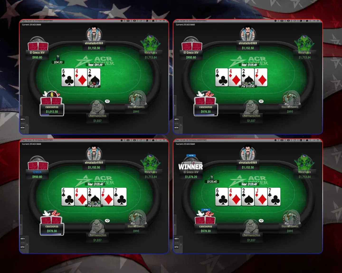 Americas Card Room poker client — real screenshot 1